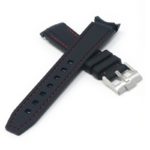 ms1.1.6 Cross Black & Red StrapsCo Fitted Stitched Rubber Strap For Omega X Swatch Moonswatch