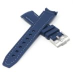 ms1.5 Cross Navy Blue StrapsCo Fitted Stitched Rubber Strap For Omega X Swatch Moonswatch