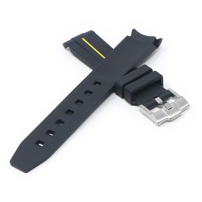 ms2.1.10 Cross Black & Yellow StrapsCo Fitted Smooth Rubber Strap For Omega X Swatch Moonswatch