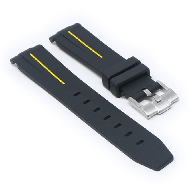 ms2.1.10 angle Black & Yellow StrapsCo Fitted Smooth Rubber Strap For Omega X Swatch Moonswatch