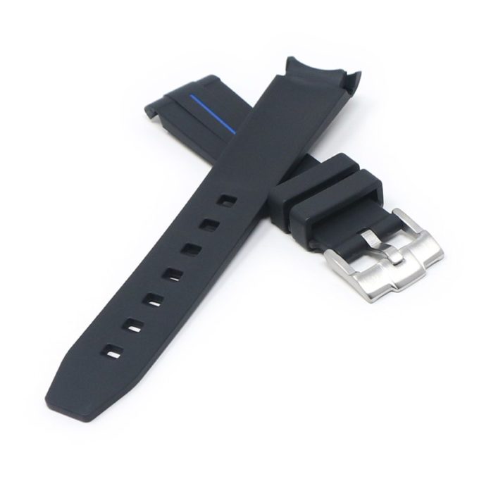 ms2.1.5 Cross Black & Blue StrapsCo Fitted Smooth Rubber Strap For Omega X Swatch Moonswatch