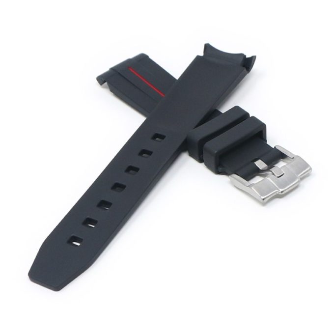 ms2.1.6 Cross Black & Red StrapsCo Fitted Smooth Rubber Strap For Omega X Swatch Moonswatch