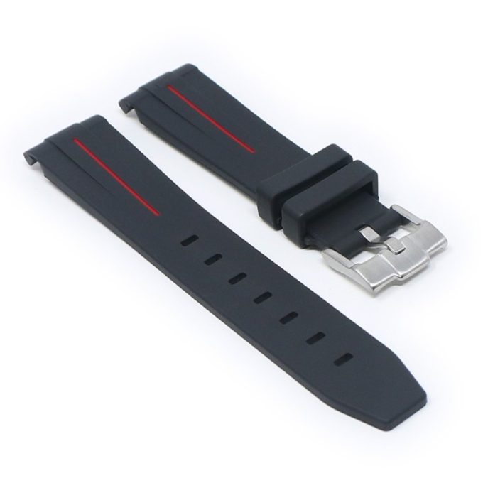 ms2.1.6 angle Black & Red StrapsCo Fitted Smooth Rubber Strap For Omega X Swatch Moonswatch