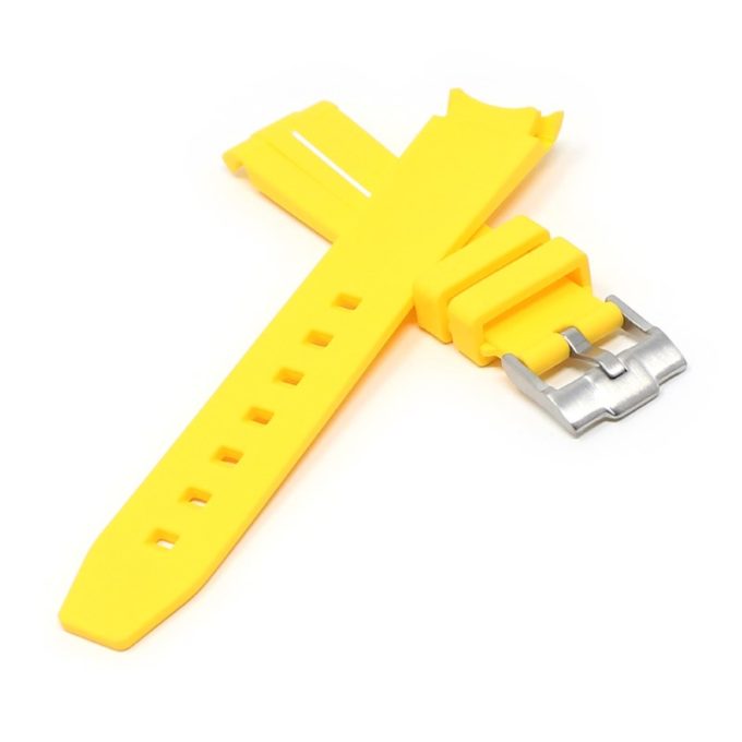 ms2.10.22 Cross Yellow & White StrapsCo Fitted Smooth Rubber Strap For Omega X Swatch Moonswatch