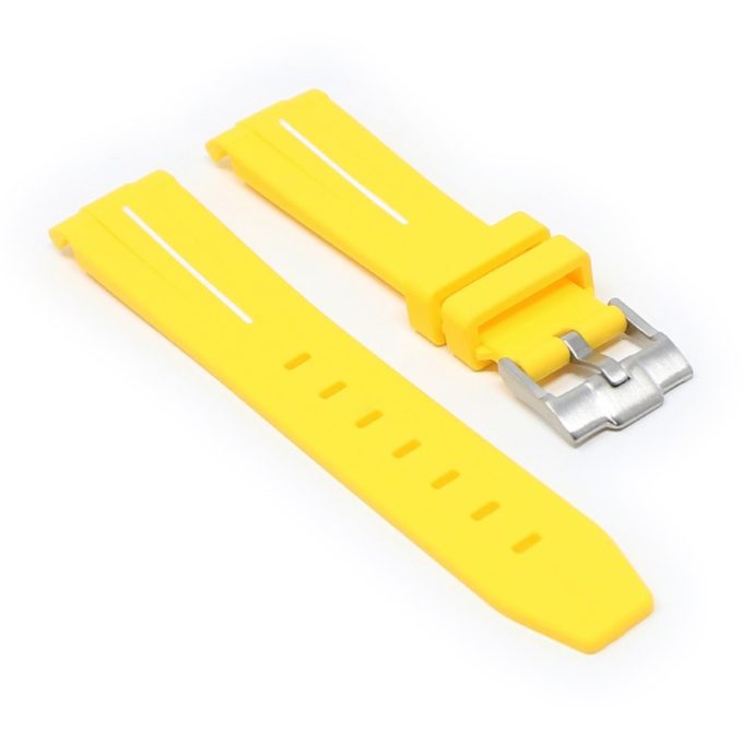 ms2.10.22 angle Yellow & White StrapsCo Fitted Smooth Rubber Strap For Omega X Swatch Moonswatch