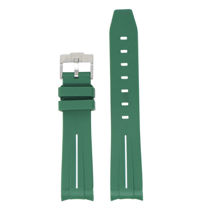 ms2.11.22 Up Green & White StrapsCo Fitted Smooth Rubber Strap For Omega X Swatch Moonswatch