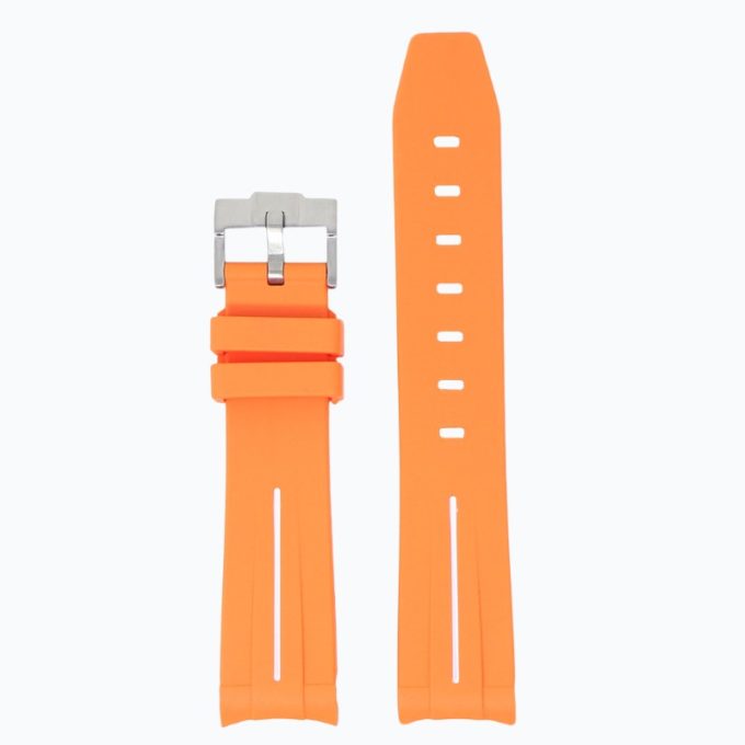 ms2.12.22 Up Orange & White StrapsCo Fitted Smooth Rubber Strap For Omega X Swatch Moonswatch