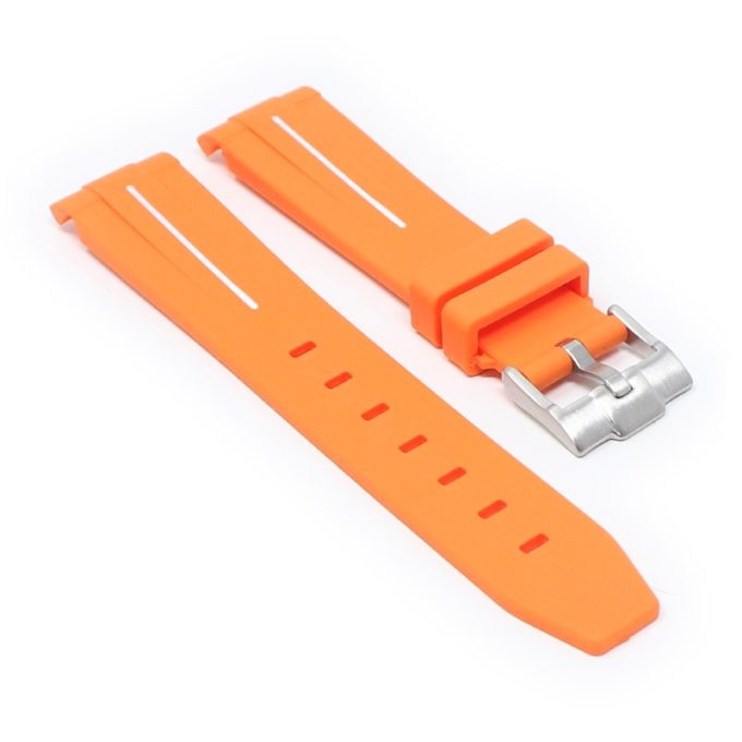 ms2.12.22 angle Orange & White StrapsCo Fitted Smooth Rubber Strap For Omega X Swatch Moonswatch