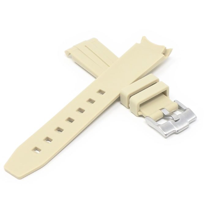 ms2.17 Cross Beige StrapsCo Fitted Smooth Rubber Strap For Omega X Swatch Moonswatch