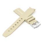 ms2.17.22 Cross Beige & White StrapsCo Fitted Smooth Rubber Strap For Omega X Swatch Moonswatch