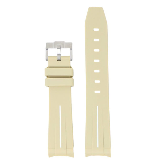 ms2.17.22 Up Beige & White StrapsCo Fitted Smooth Rubber Strap For Omega X Swatch Moonswatch