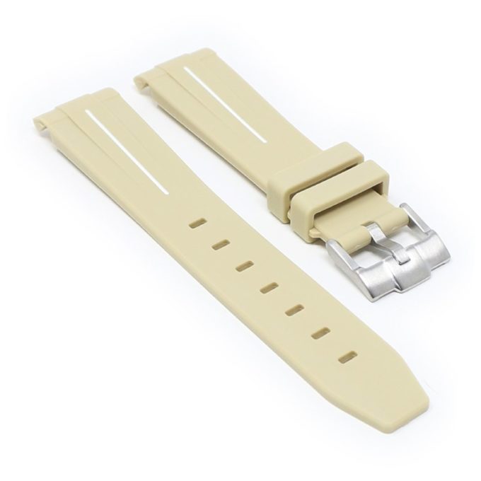 ms2.17.22 angle Beige & White StrapsCo Fitted Smooth Rubber Strap For Omega X Swatch Moonswatch