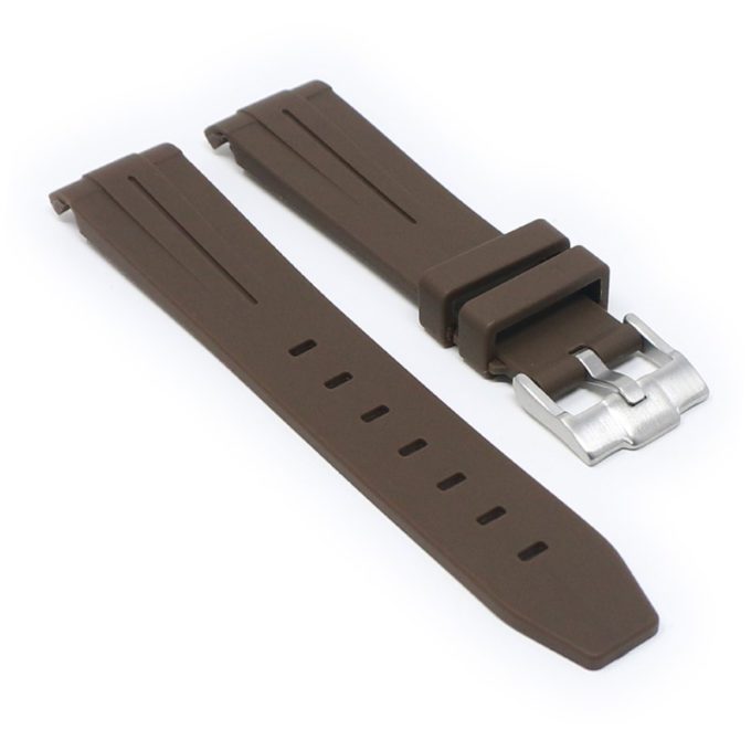 ms2.2 angle Brown StrapsCo Fitted Smooth Rubber Strap For Omega X Swatch Moonswatch