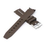 ms2.2.22 Cross Brown & White StrapsCo Fitted Smooth Rubber Strap For Omega X Swatch Moonswatch