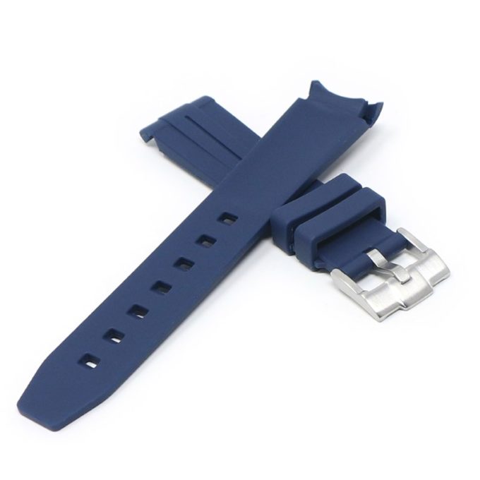 ms2.5 Cross Navy Blue StrapsCo Fitted Smooth Rubber Strap For Omega X Swatch Moonswatch