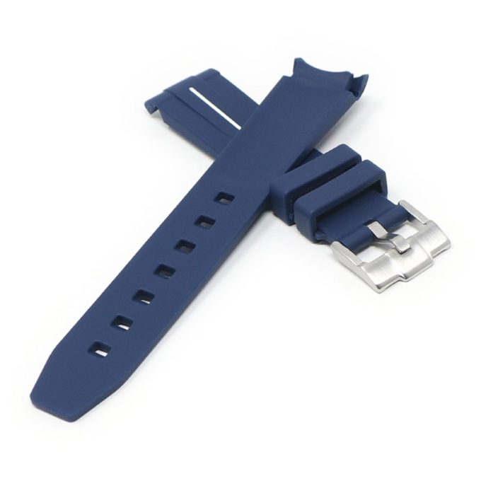 ms2.5.22 Cross Navy Blue & White StrapsCo Fitted Smooth Rubber Strap For Omega X Swatch Moonswatch