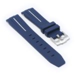 ms2.5.22 angle Navy Blue & White StrapsCo Fitted Smooth Rubber Strap For Omega X Swatch Moonswatch