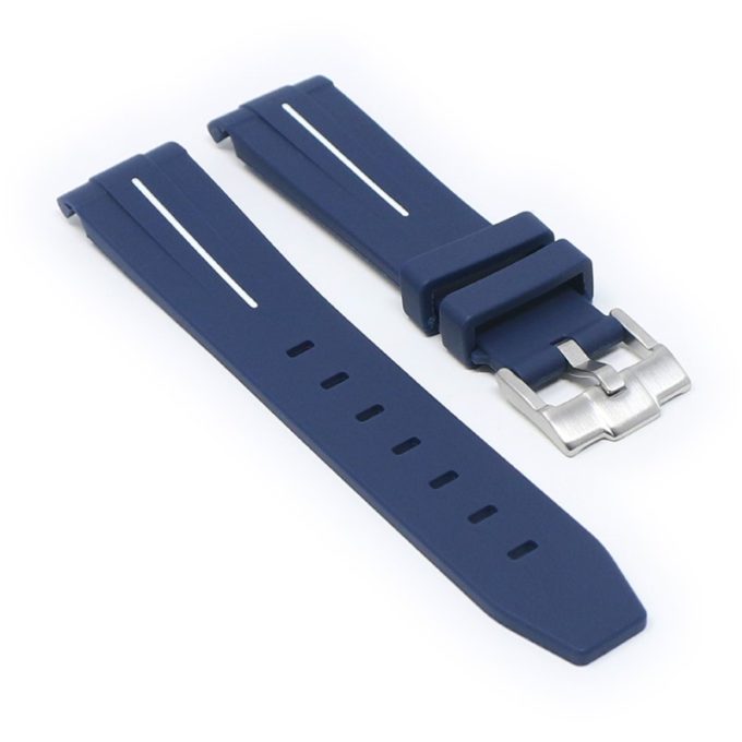 ms2.5.22 angle Navy Blue & White StrapsCo Fitted Smooth Rubber Strap For Omega X Swatch Moonswatch