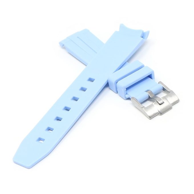 ms2.5b Cross Light Blue StrapsCo Fitted Smooth Rubber Strap For Omega X Swatch Moonswatch