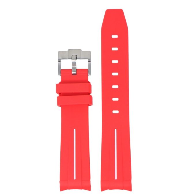 ms2.6.22 Up Red & White StrapsCo Fitted Smooth Rubber Strap For Omega X Swatch Moonswatch