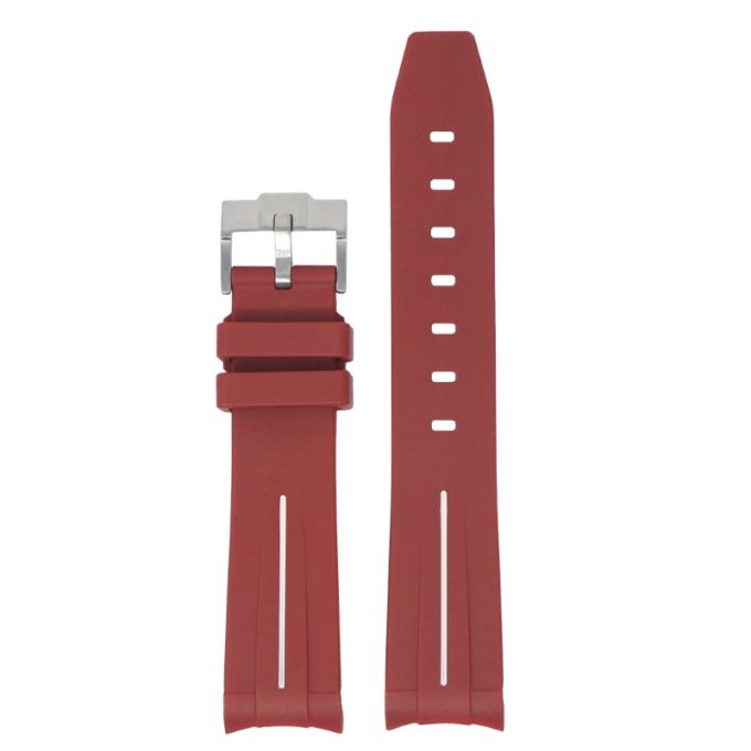 ms2.6b.22 Up Dark Red & White StrapsCo Fitted Smooth Rubber Strap For Omega X Swatch Moonswatch