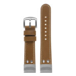 ds14 Up Khaki StrapsCo DASSARI Vintage Leather Pilot Watch Band with Brush Silver Buckle 20mm