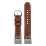 ds14 Up Tan StrapsCo DASSARI Vintage Leather Pilot Watch Band with Brush Silver Buckle 20mm