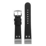 ds15 Up Black StrapsCo DASSARI Pilot Leather Watch Band with Brush Silver Buckle 20mm