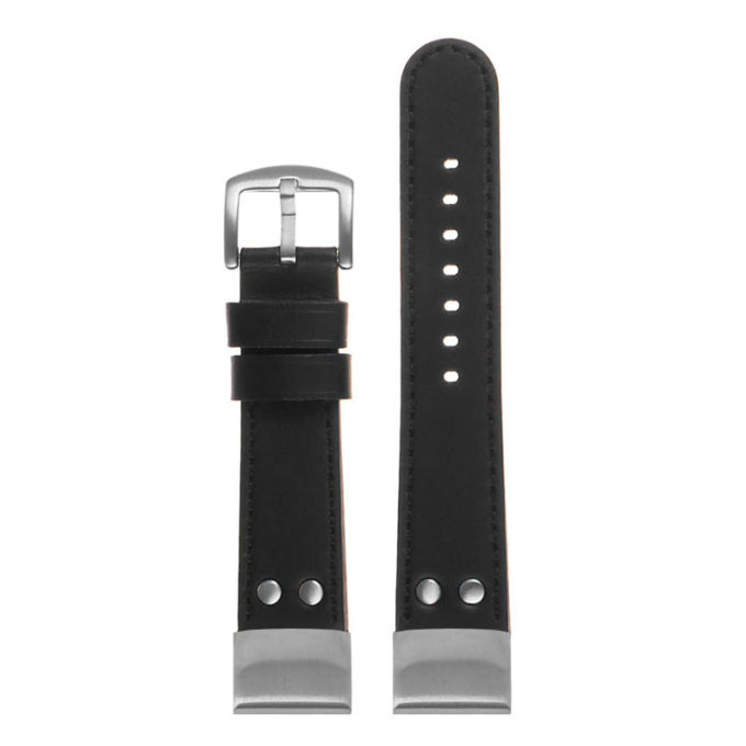 ds15 Up Black StrapsCo DASSARI Pilot Leather Watch Band with Brush Silver Buckle 20mm