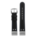 ds15 Up Black with Blue Stictching StrapsCo DASSARI Pilot Leather Watch Band with Brush Silver Buckle 20mm