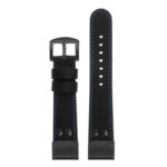 ds15 Up Black with Blue Stictching StrapsCo DASSARI Pilot Leather Watch Band with Matte Black Buckle 20mm