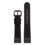 ds15 Up Black with Red Stictching StrapsCo DASSARI Pilot Leather Watch Band with Matte Black Buckle 20mm