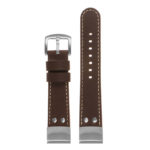 ds15 Up Brown StrapsCo DASSARI Pilot Leather Watch Band with Brush Silver Buckle 20mm
