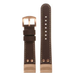 ds15 Up Brown StrapsCo DASSARI Pilot Leather Watch Band with Rose Gold Buckle 20mm