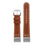 ds15 Up Tan StrapsCo DASSARI Pilot Leather Watch Band with Brush Silver Buckle 20mm