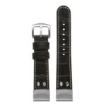 ds16 Up Black StrapsCo DASSARI Croc Embossed Leather Pilot Watch Band with Brush Silver Buckle 20mm