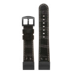 ds16 Up Black StrapsCo DASSARI Croc Embossed Leather Pilot Watch Band with Matte Black Buckle 20mm