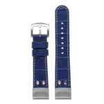 ds16 Up Blue StrapsCo DASSARI Croc Embossed Leather Pilot Watch Band with Brush Silver Buckle 20mm