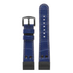 ds16 Up Blue StrapsCo DASSARI Croc Embossed Leather Pilot Watch Band with Matte Black Buckle 20mm