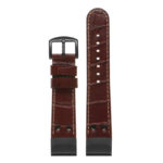 ds16 Up Brown StrapsCo DASSARI Croc Embossed Leather Pilot Watch Band with Matte Black Buckle 20mm