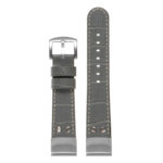 ds16 Up Grey StrapsCo DASSARI Croc Embossed Leather Pilot Watch Band with Brush Silver Buckle 20mm