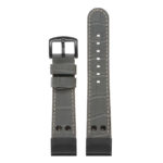 ds16 Up Grey StrapsCo DASSARI Croc Embossed Leather Pilot Watch Band with Matte Black Buckle 20mm