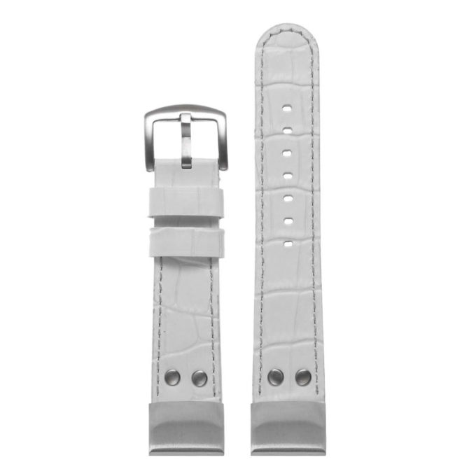 ds16 Up White StrapsCo DASSARI Croc Embossed Leather Pilot Watch Band with Brush Silver Buckle 20mm