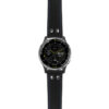 g.d2a.ds15 Main Black with Blue Stictching StrapsCo DASSARI Pilot Leather Watch Band with Brush Silver Buckle 20mm