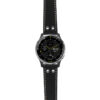 g.d2a.ds15 Main Black with Ivory Stictching StrapsCo DASSARI Pilot Leather Watch Band with Brush Silver Buckle 20mm