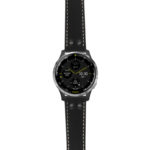 g.d2a.ds15 Main Black with Ivory Stictching StrapsCo DASSARI Pilot Leather Watch Band with Matte Black Buckle 20mm
