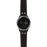 g.d2a.ds15 Main Black with Red Stictching StrapsCo DASSARI Pilot Leather Watch Band with Brush Silver Buckle 20mm