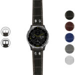 g.d2a.ds16 Gallery Black StrapsCo DASSARI Croc Embossed Leather Pilot Watch Band with Brush Silver Buckle 20mm