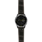 g.d2a.ds16 Main Black StrapsCo DASSARI Croc Embossed Leather Pilot Watch Band with Matte Black Buckle 20mm