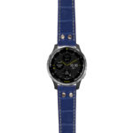 g.d2a.ds16 Main Blue StrapsCo DASSARI Croc Embossed Leather Pilot Watch Band with Brush Silver Buckle 20mm